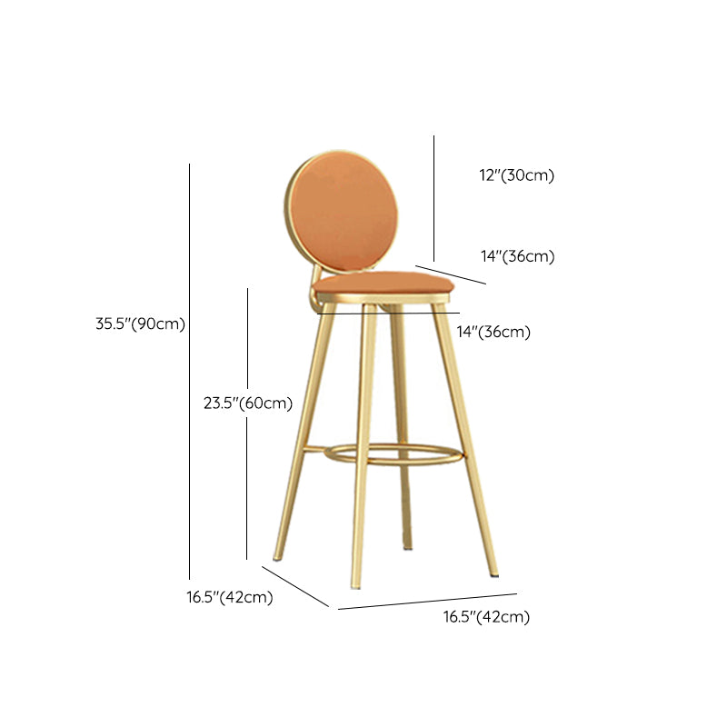 Leather Bar Stool Backrest Counter Stool for Bristol with Gold Frame