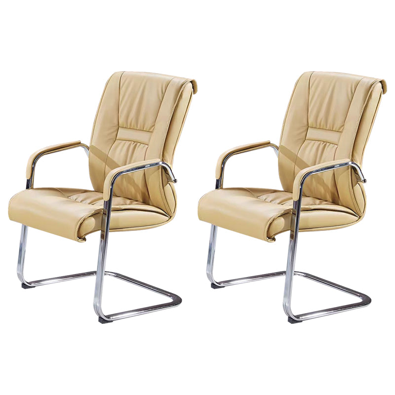 Modern Desk Chair Leather Computer Chair High-Back Chair No Wheels