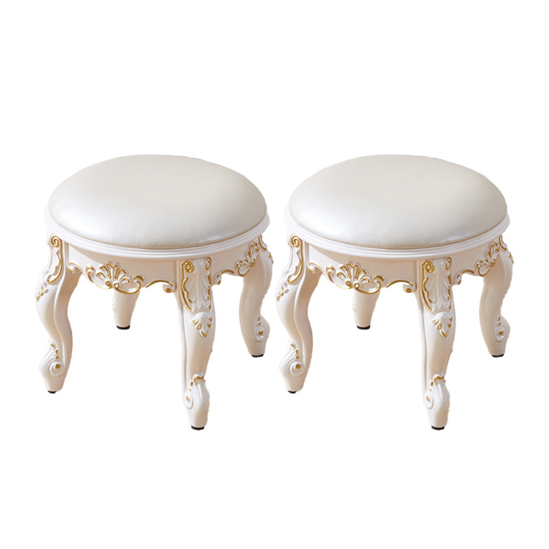 PU Leather Ottoman Pure Color Carving Water Resistant Glam Standard Ottoman