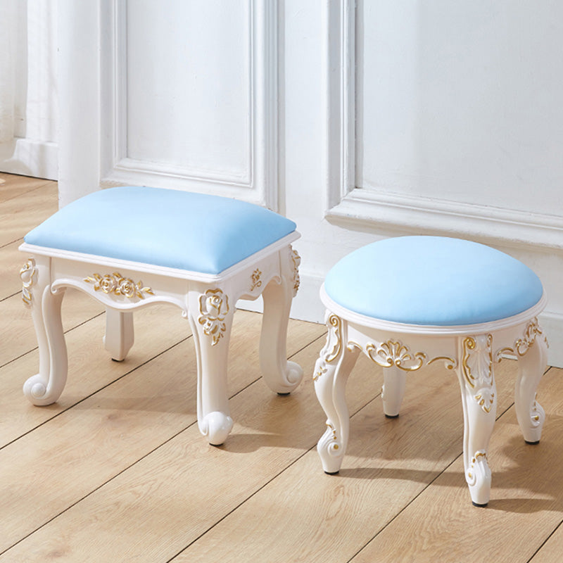 PU Leather Ottoman Pure Color Carving Water Resistant Glam Standard Ottoman