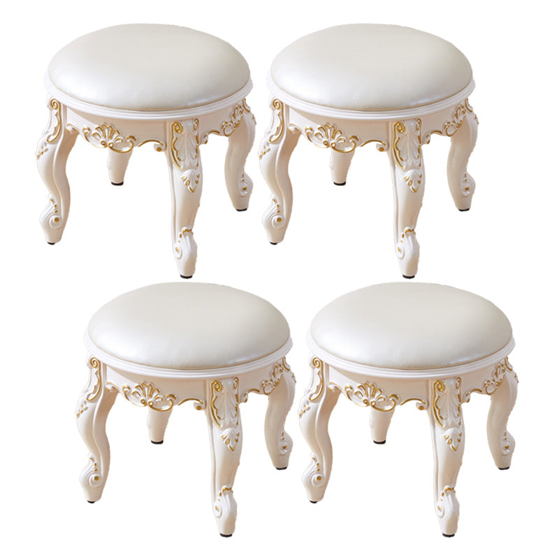 PU Leather Ottoman Pure Color Carving Water Resistant Glam Standard Ottoman