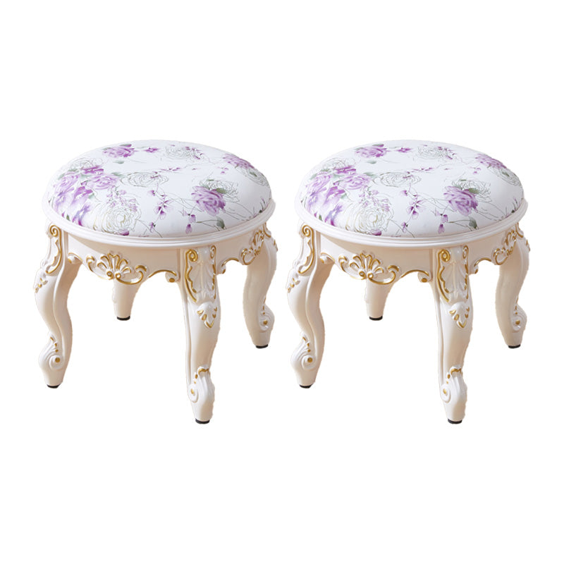 PU Leather Ottoman Pure Color Carving Water Resistant Glam Standard Ottoman