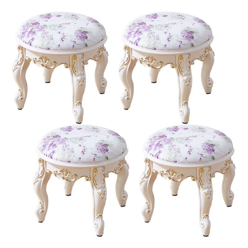 PU Leather Ottoman Pure Color Carving Water Resistant Glam Standard Ottoman