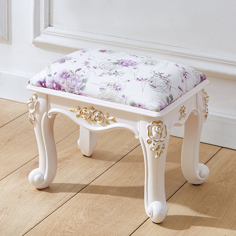 PU Leather Ottoman Pure Color Carving Water Resistant Glam Standard Ottoman