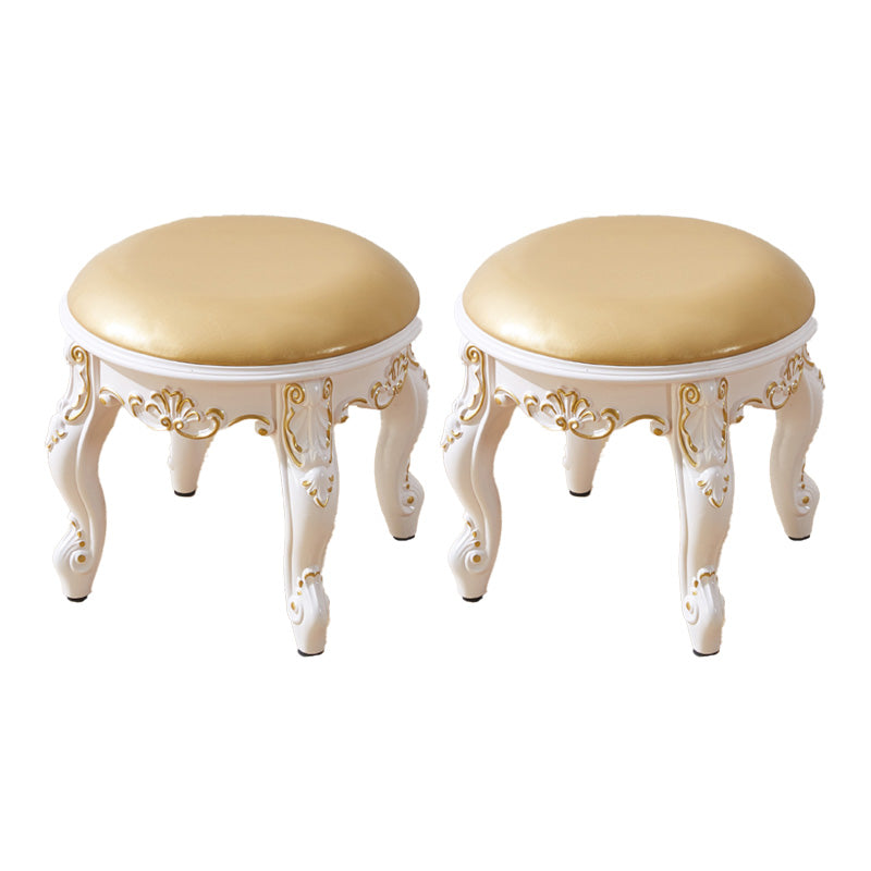 PU Leather Ottoman Pure Color Carving Water Resistant Glam Standard Ottoman