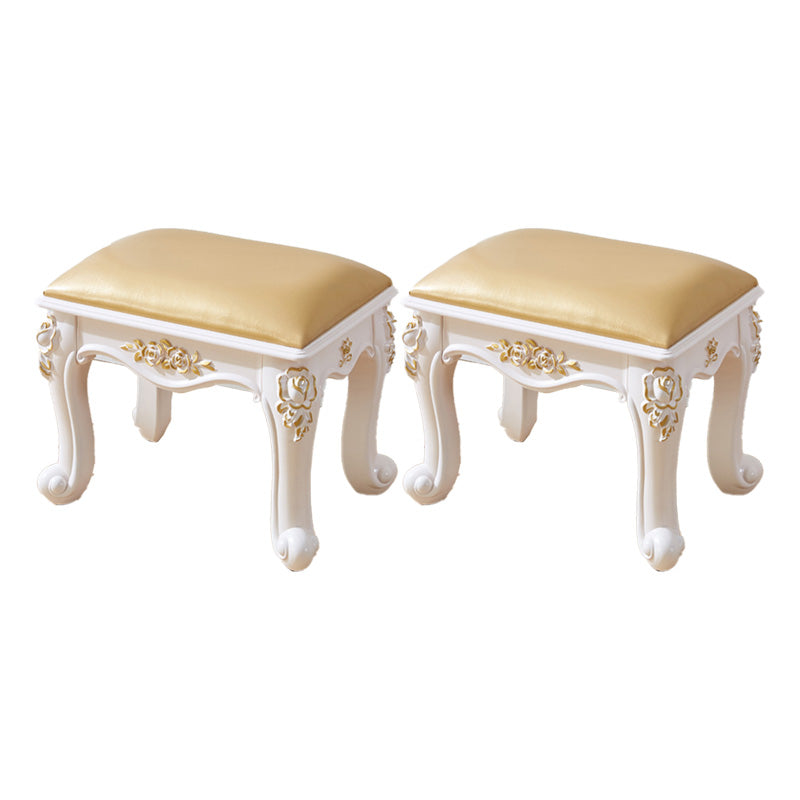 PU Leather Ottoman Pure Color Carving Water Resistant Glam Standard Ottoman