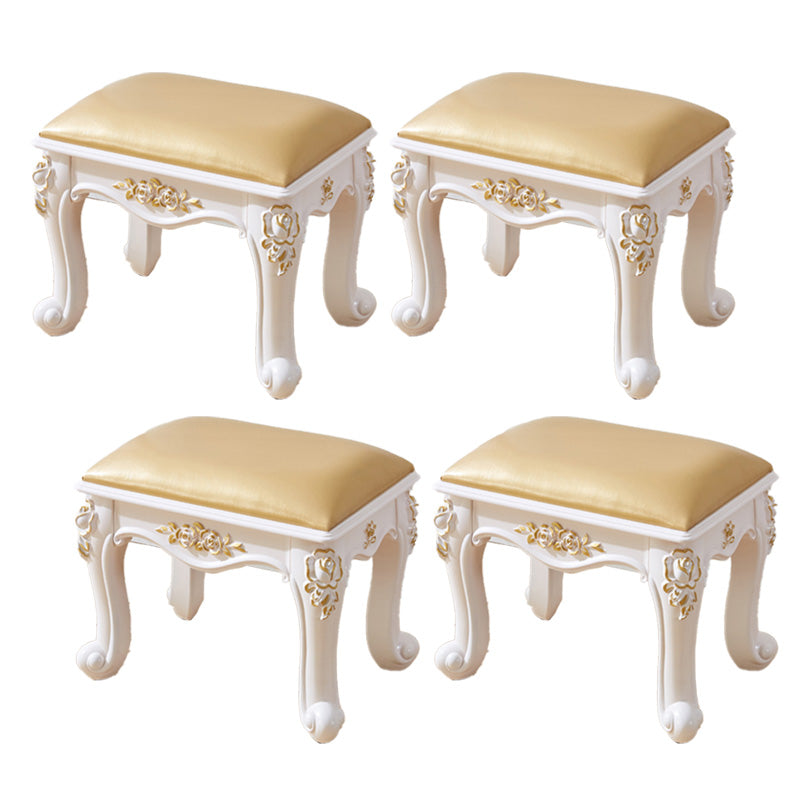 PU Leather Ottoman Pure Color Carving Water Resistant Glam Standard Ottoman