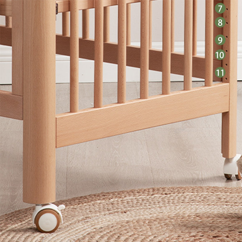 Modern Natural Color Kids Bed Open Frame Toddler Bed with Guardrails