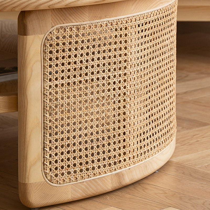 15"H Contemporary Cocktail Table Round Solid Wood Single Coffee Table