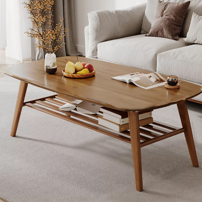 Solid Wood Coffee Table Rectangle 4 Legs Coffee or End Table with Storage
