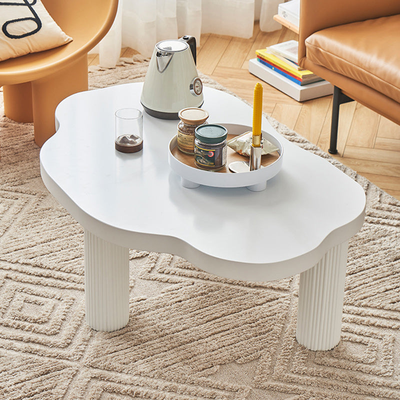 Contemporary White Coffee Cocktail Table Rectangle Wood Coffee Table Set