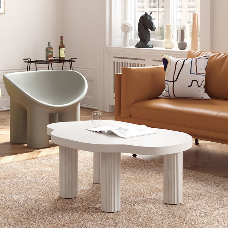 Contemporary White Coffee Cocktail Table Rectangle Wood Coffee Table Set