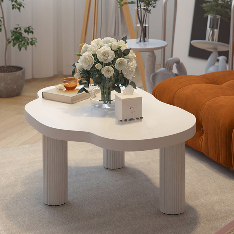 Contemporary White Coffee Cocktail Table Rectangle Wood Coffee Table Set