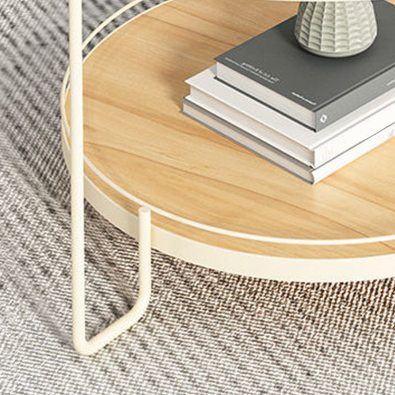 Glass Round Coffee Table 3 Legs Base Type Cocktail Table with Storage
