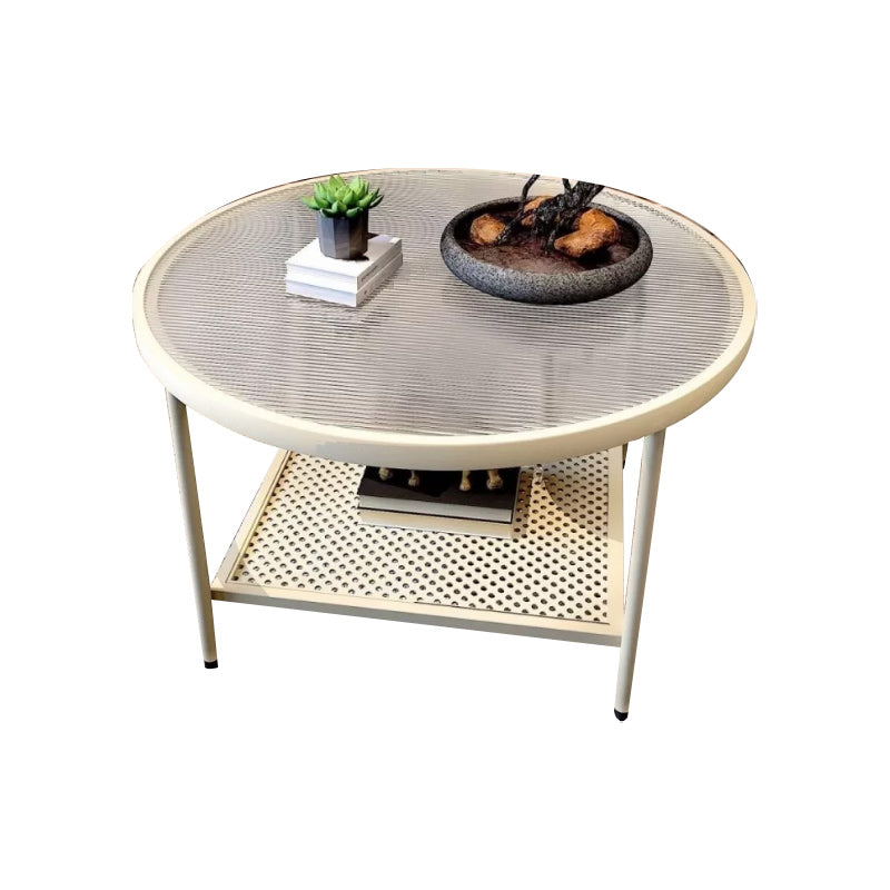 Glass Round Coffee Table 4 Legs Base Type Nesting Cocktail Table