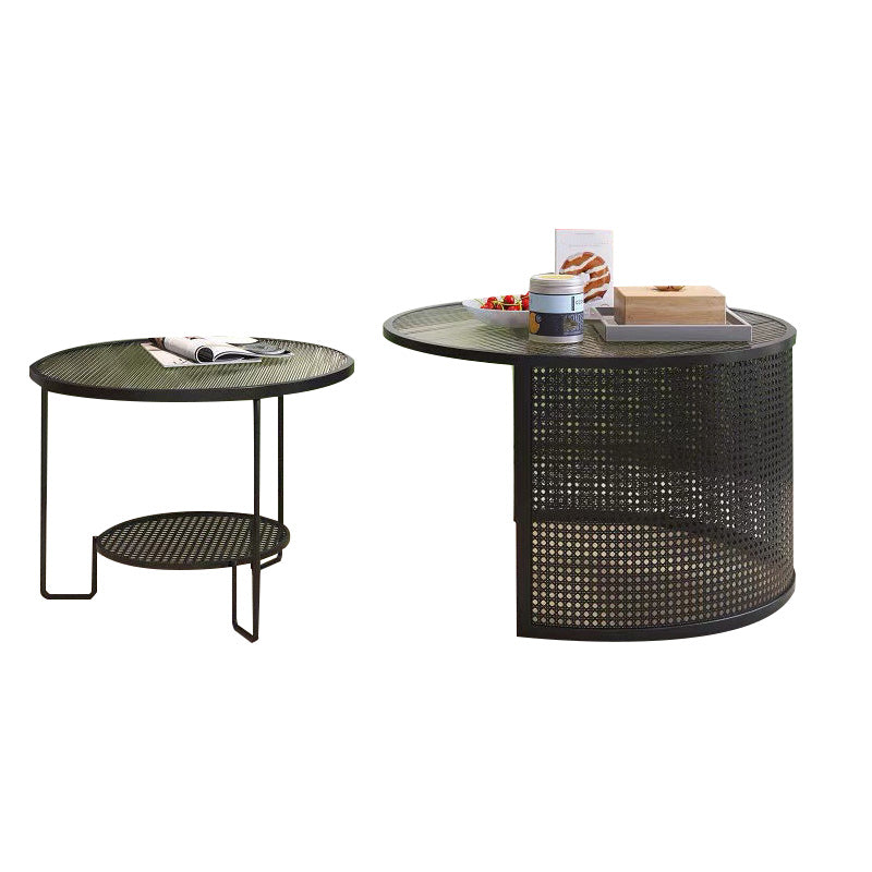 Glass Round Coffee Table 4 Legs Base Type Nesting Cocktail Table