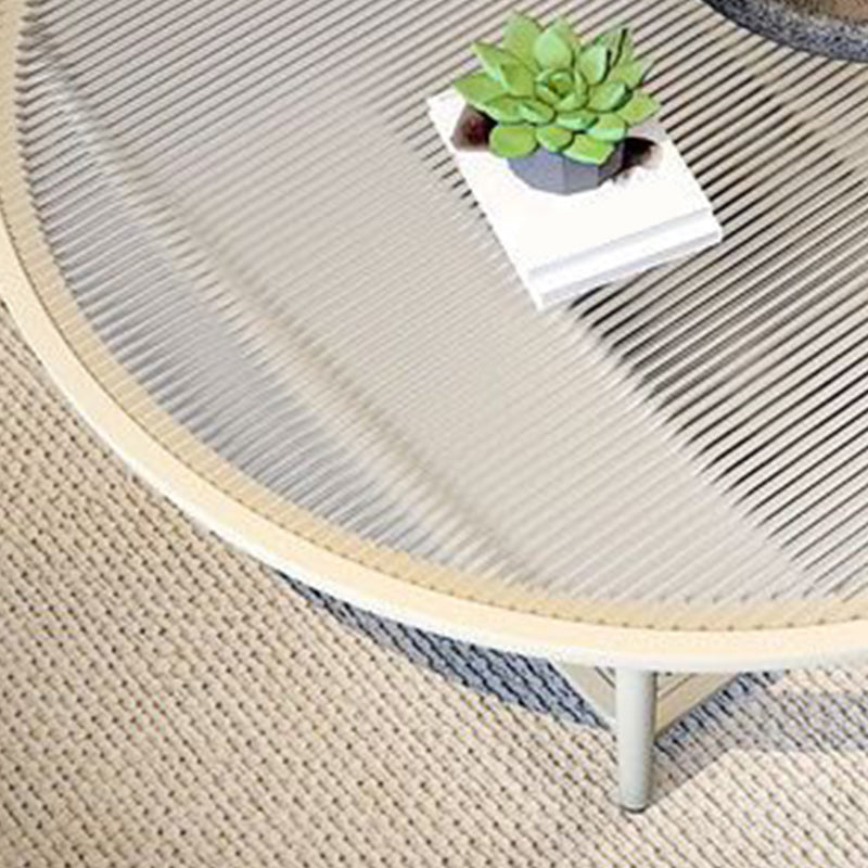 Glass Round Coffee Table 4 Legs Base Type Nesting Cocktail Table