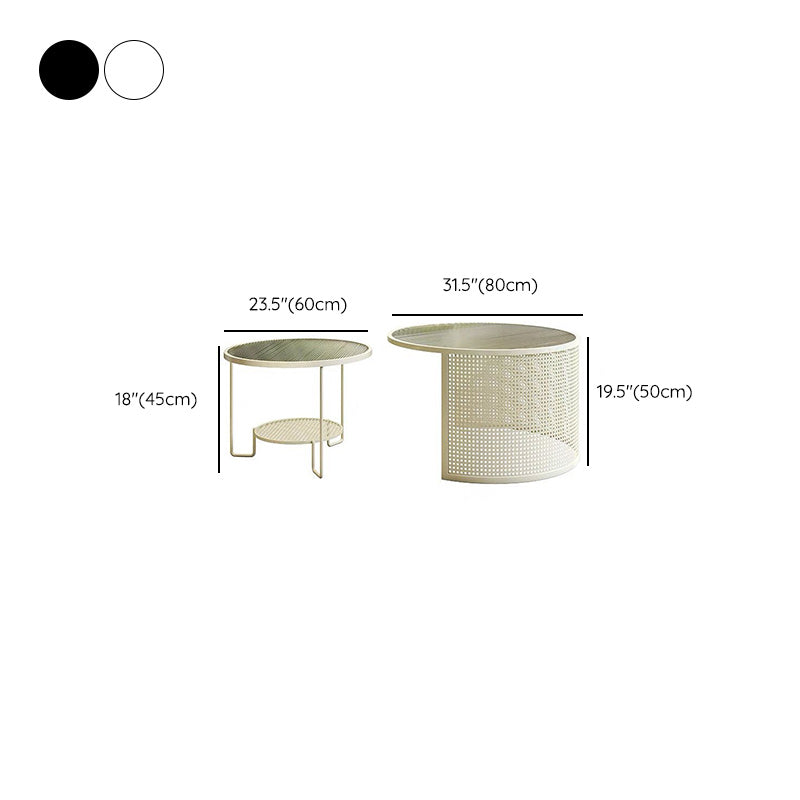 Glass Round Coffee Table 4 Legs Base Type Nesting Cocktail Table