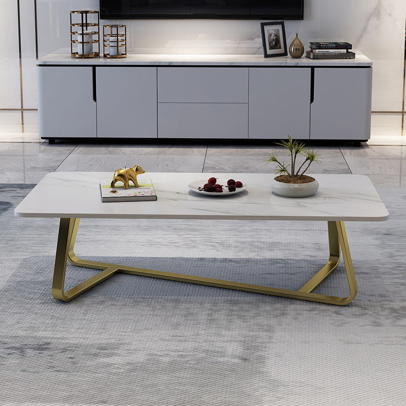 Slate Rectangle Coffee Table Abstract Base Type Single Cocktail Table