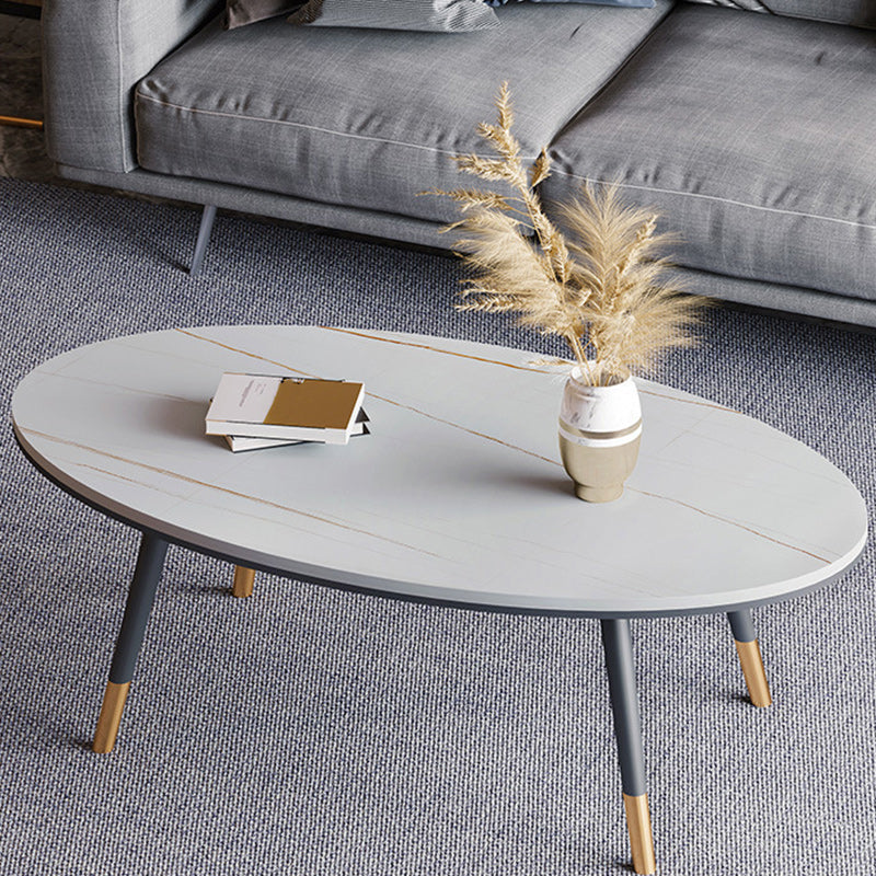 Slate Oval Coffee Table 4 Legs Base Type Single Cocktail Table