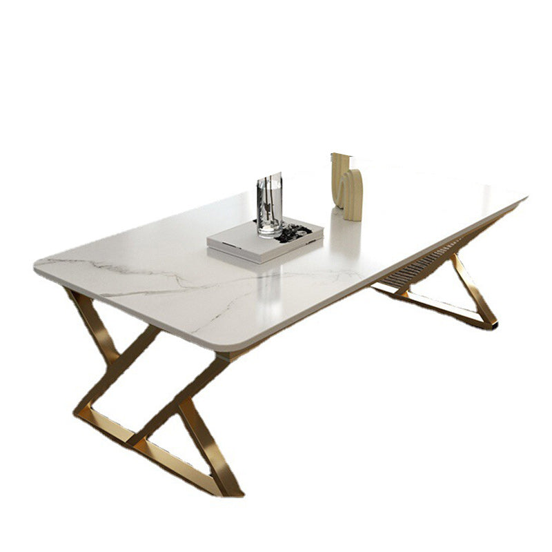 Slate Rectangle Coffee Table Sled Iron Base Type Single Table