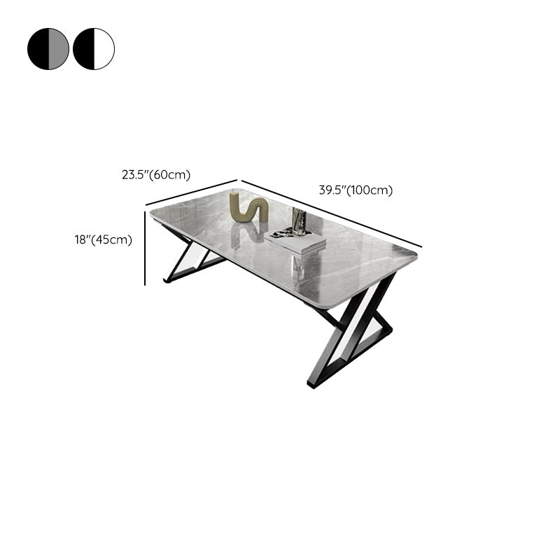 Slate Rectangle Coffee Table Sled Iron Base Type Single Table