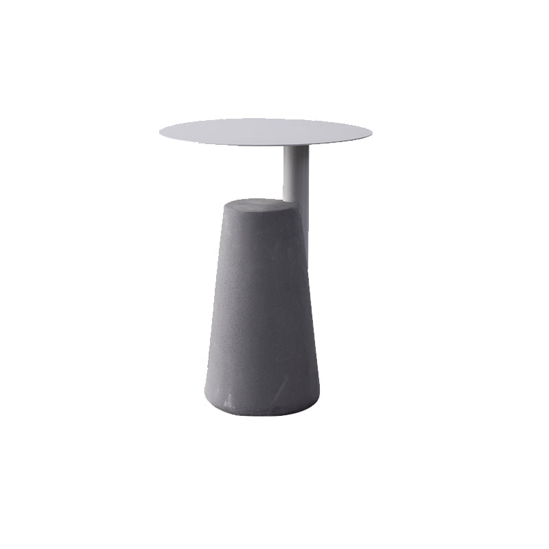 Round Iron Top End Table Concrete Pedestal Sofa Side Accent Table