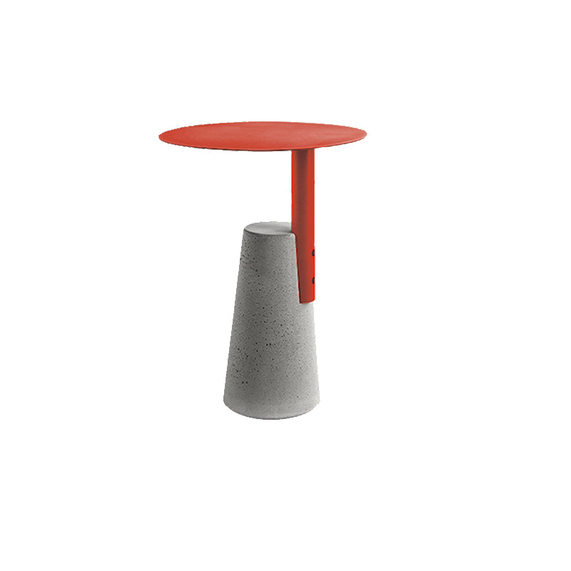 Round Iron Top End Table Concrete Pedestal Sofa Side Accent Table