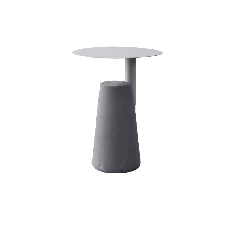 Round Iron Top End Table Concrete Pedestal Sofa Side Accent Table