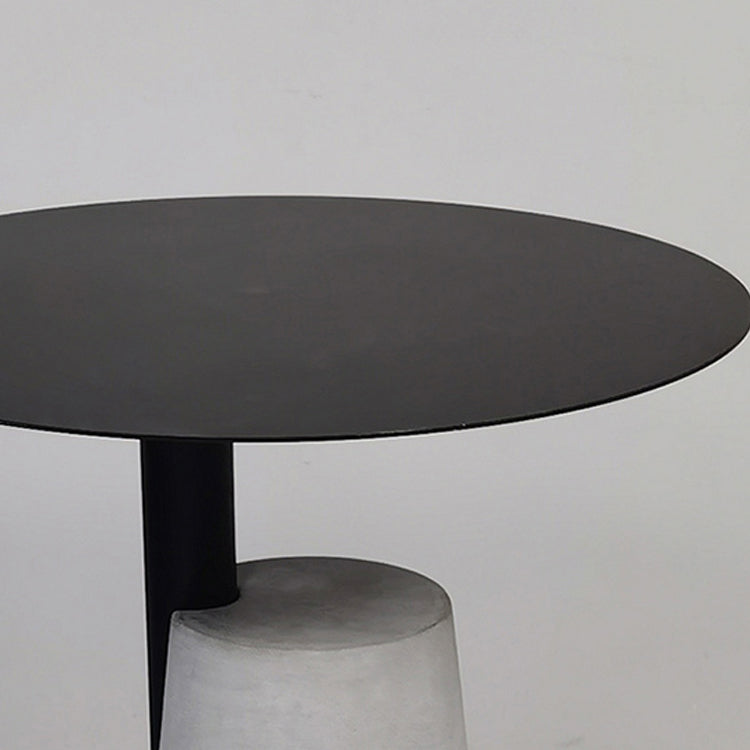 Round Iron Top End Table Concrete Pedestal Sofa Side Accent Table
