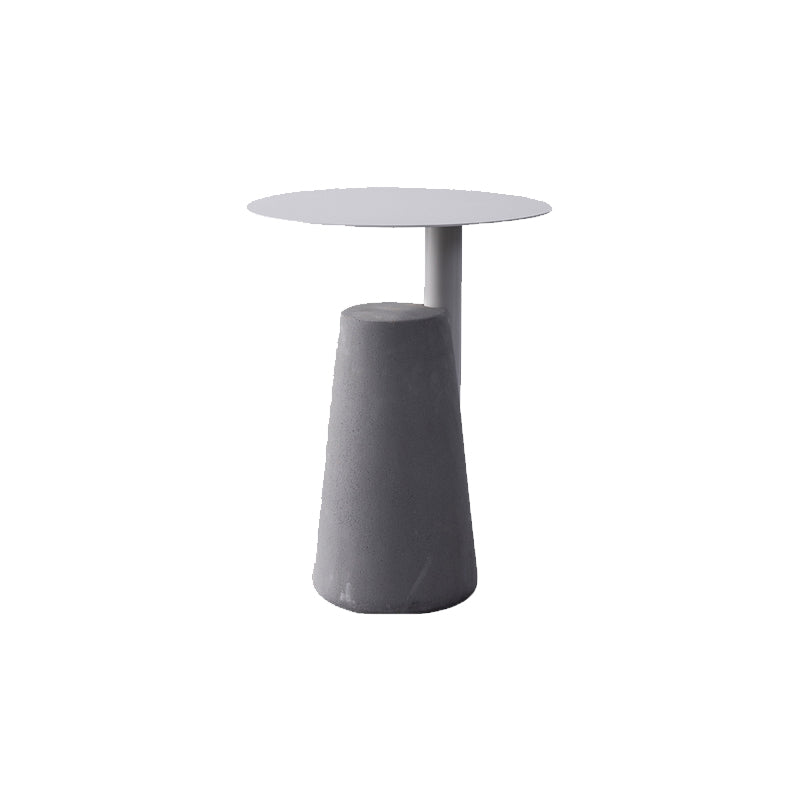 Round Iron Top End Table Concrete Pedestal Sofa Side Accent Table