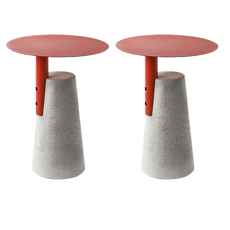 Round Iron Top End Table Concrete Pedestal Sofa Side Accent Table