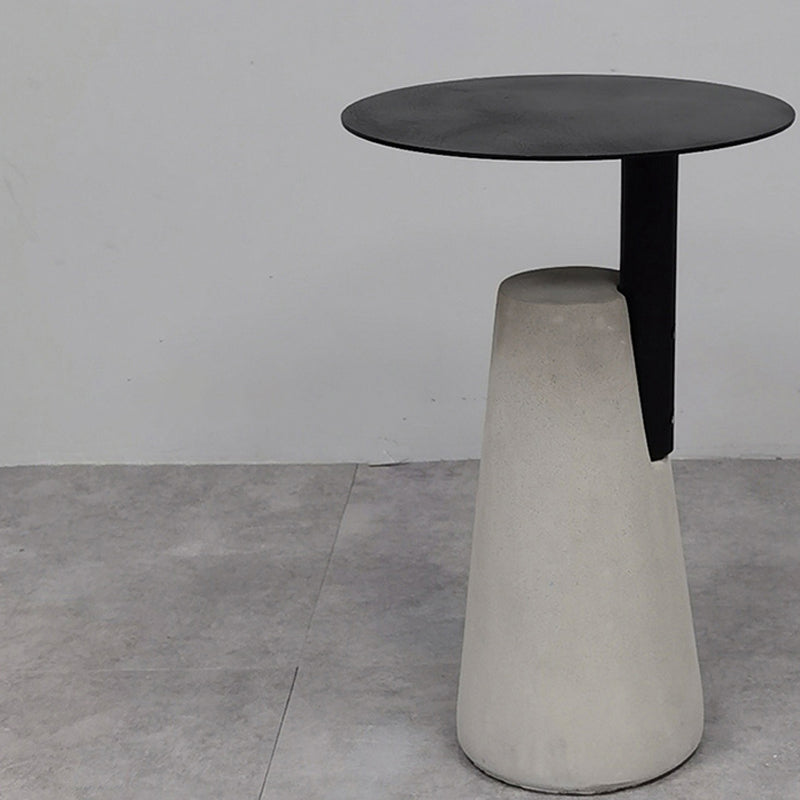 Round Iron Top End Table Concrete Pedestal Sofa Side Accent Table
