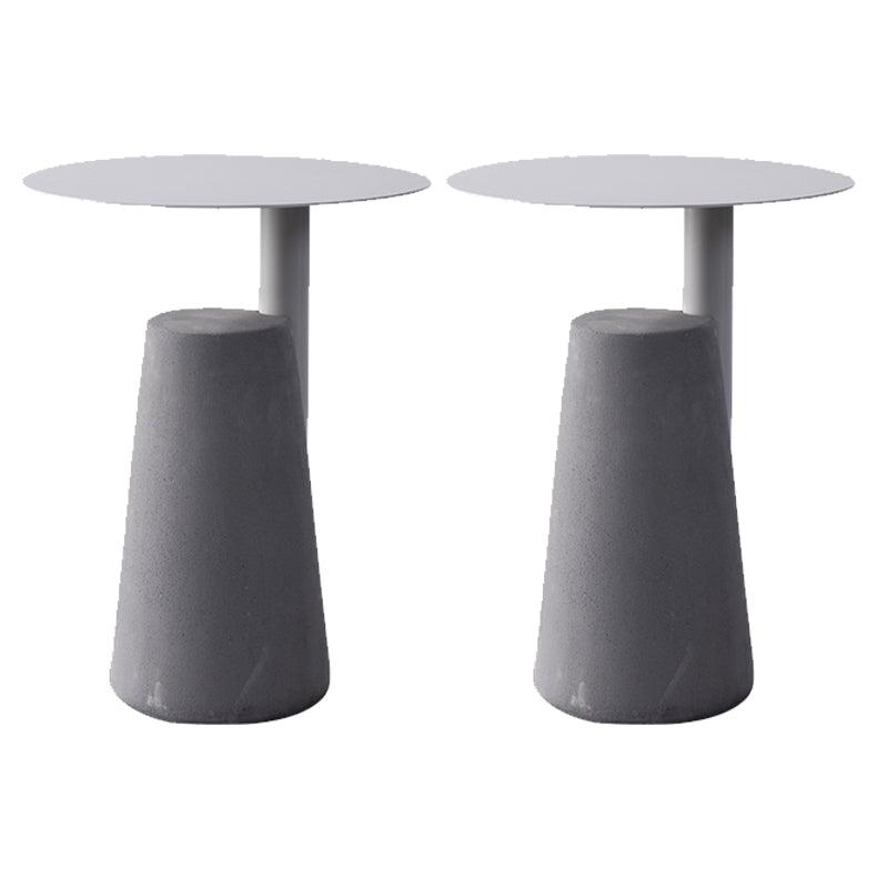 Round Iron Top End Table Concrete Pedestal Sofa Side Accent Table
