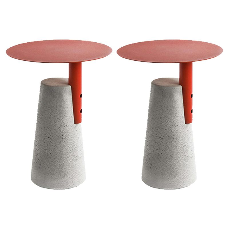 Round Iron Top End Table Concrete Pedestal Sofa Side Accent Table