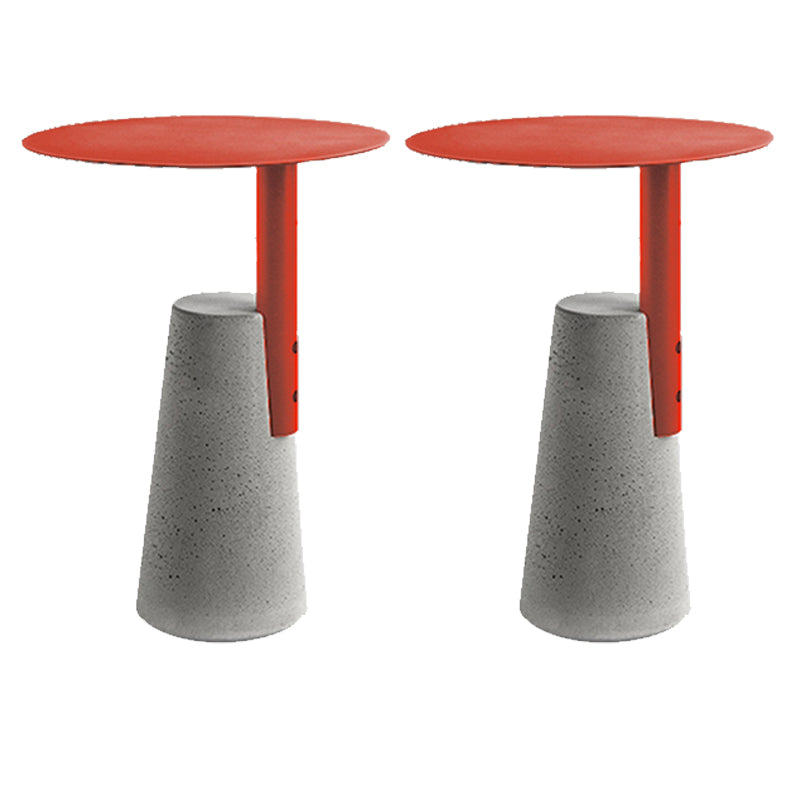 Round Iron Top End Table Concrete Pedestal Sofa Side Accent Table