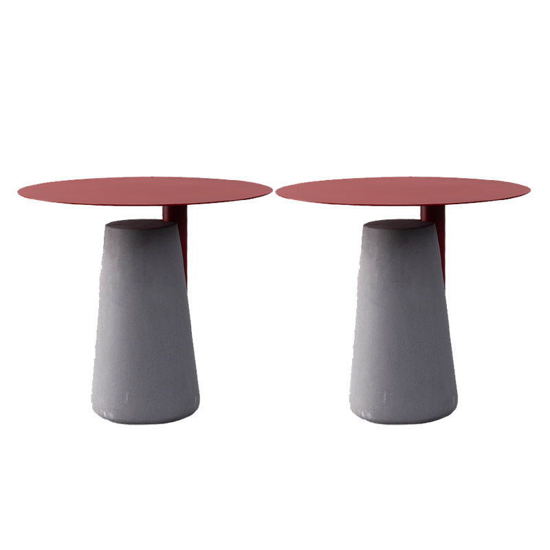 Round Iron Top End Table Concrete Pedestal Sofa Side Accent Table