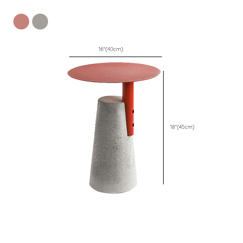 Round Iron Top End Table Concrete Pedestal Sofa Side Accent Table