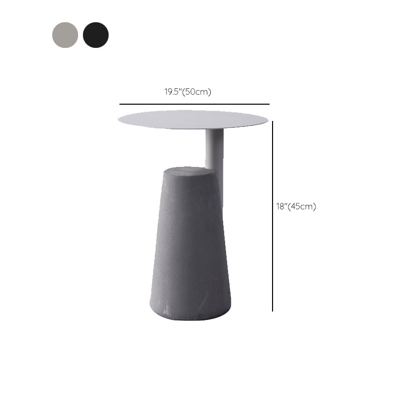 Round Iron Top End Table Concrete Pedestal Sofa Side Accent Table