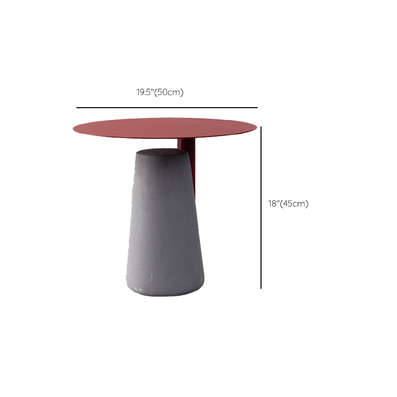 Round Iron Top End Table Concrete Pedestal Sofa Side Accent Table