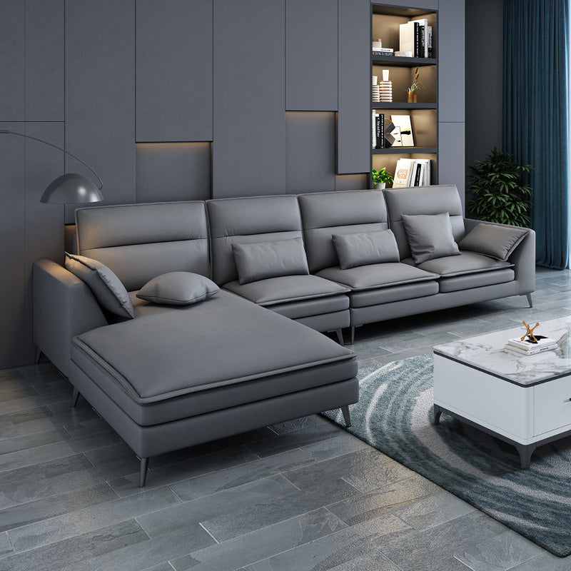 68" Wide Scandinavian Sectional Sofa Cushion Back 4 Pillows Sleeper Sectional