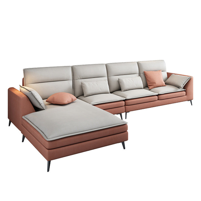 68" Wide Scandinavian Sectional Sofa Cushion Back 4 Pillows Sleeper Sectional