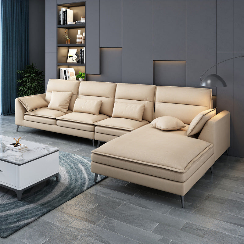 68" Wide Scandinavian Sectional Sofa Cushion Back 4 Pillows Sleeper Sectional