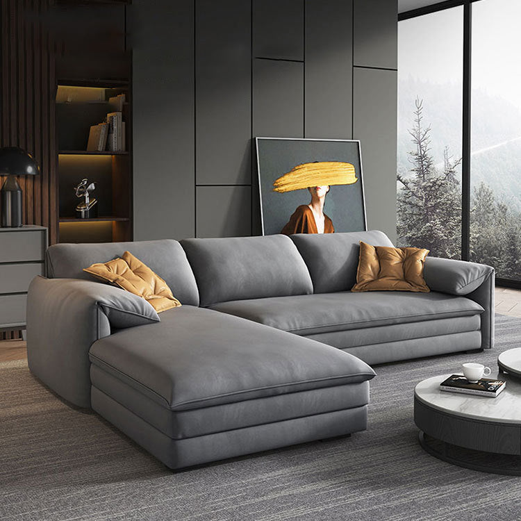 68"W Contemporary Sectional Sofa Fabric Stationary Sectional