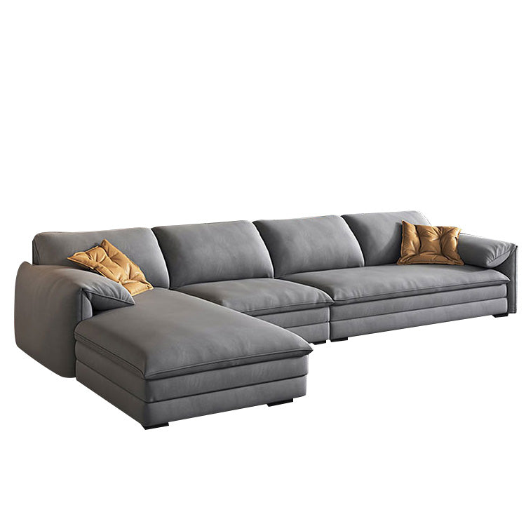 68"W Contemporary Sectional Sofa Fabric Stationary Sectional