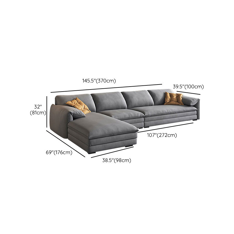68"W Contemporary Sectional Sofa Fabric Stationary Sectional