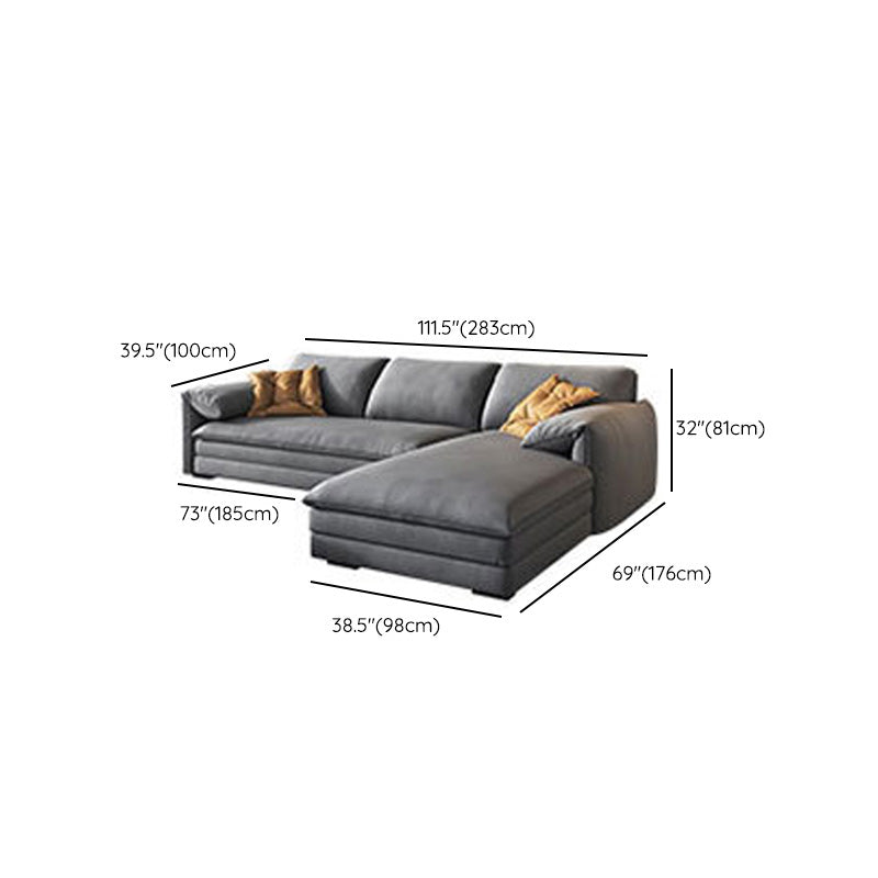 68"W Contemporary Sectional Sofa Fabric Stationary Sectional