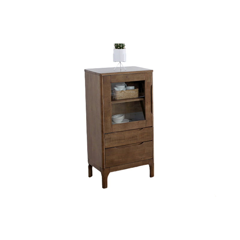 Two Drawer Accent Cabinet Rectangular Wooden and Glass 1-Door Cabinet