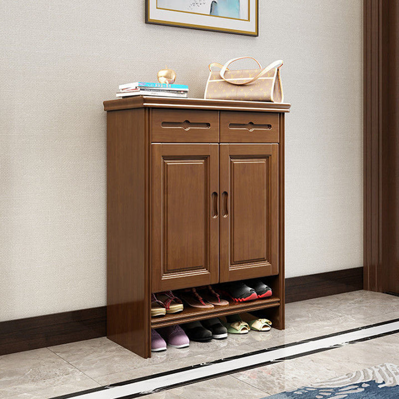 Mid-Century Modern Cabinet Grooves With Doors Rectangle Accent Cabinet