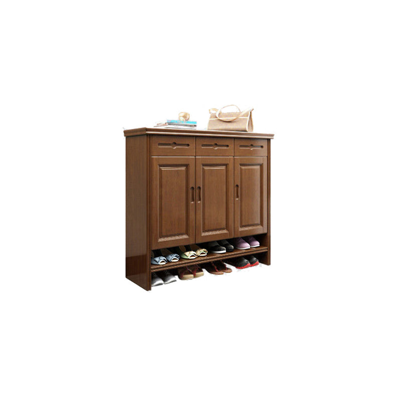 Mid-Century Modern Cabinet Grooves With Doors Rectangle Accent Cabinet